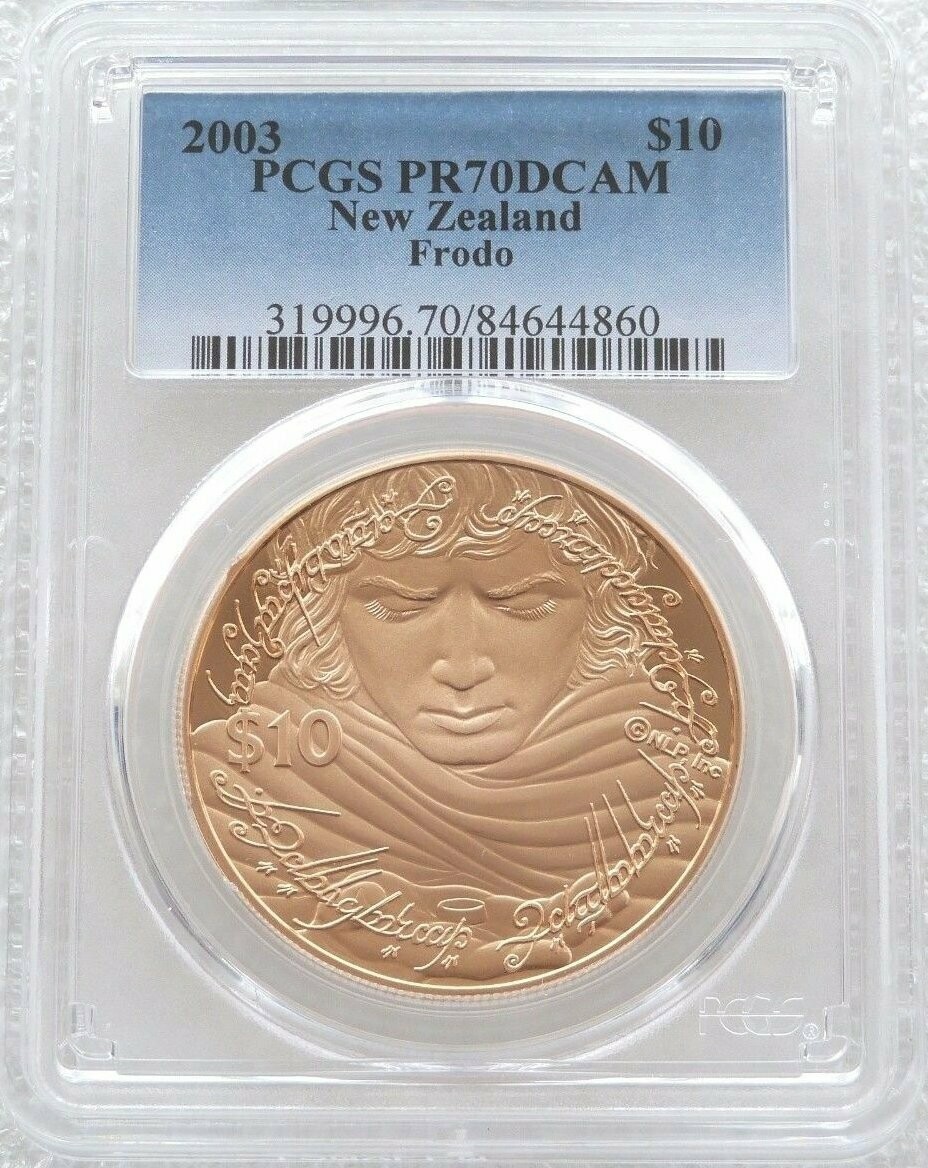 2003 New Zealand Lord of the Rings Frodo $10 Gold Proof Coin PCGS PR70 DCAM