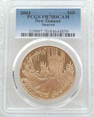 2003 New Zealand Lord of the Rings Sauron $10 Gold Proof Coin PCGS PR70 DCAM