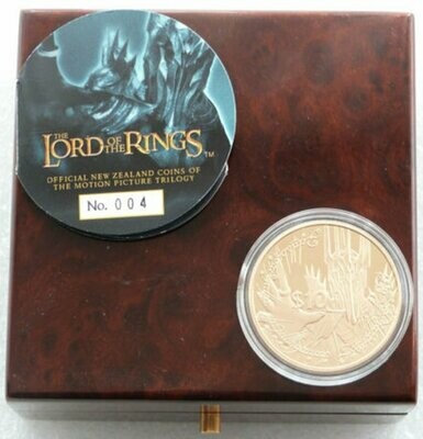 2003 New Zealand Lord of the Rings Sauron $10 Gold Proof Coin Box Coa