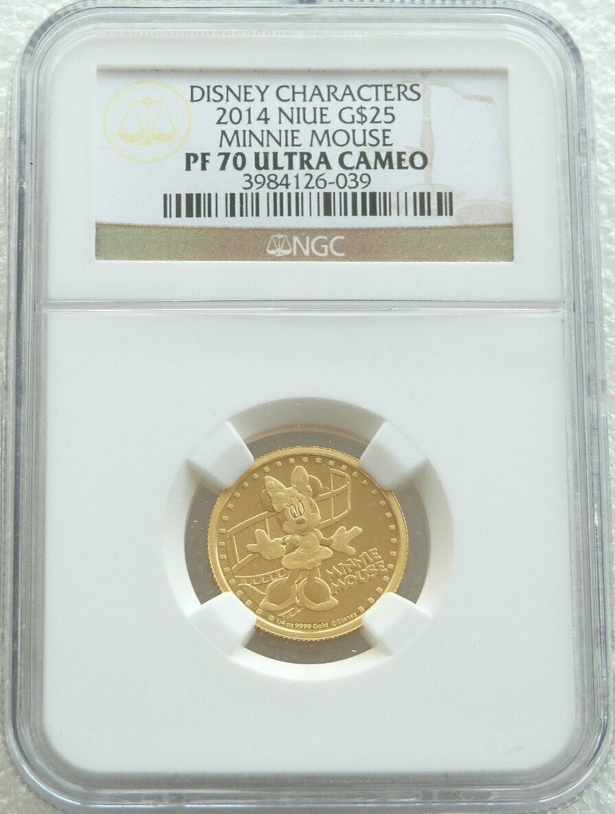 2014 Niue Disney Minnie Mouse $25 Gold Proof 1/4oz Coin NGC PF70 UC