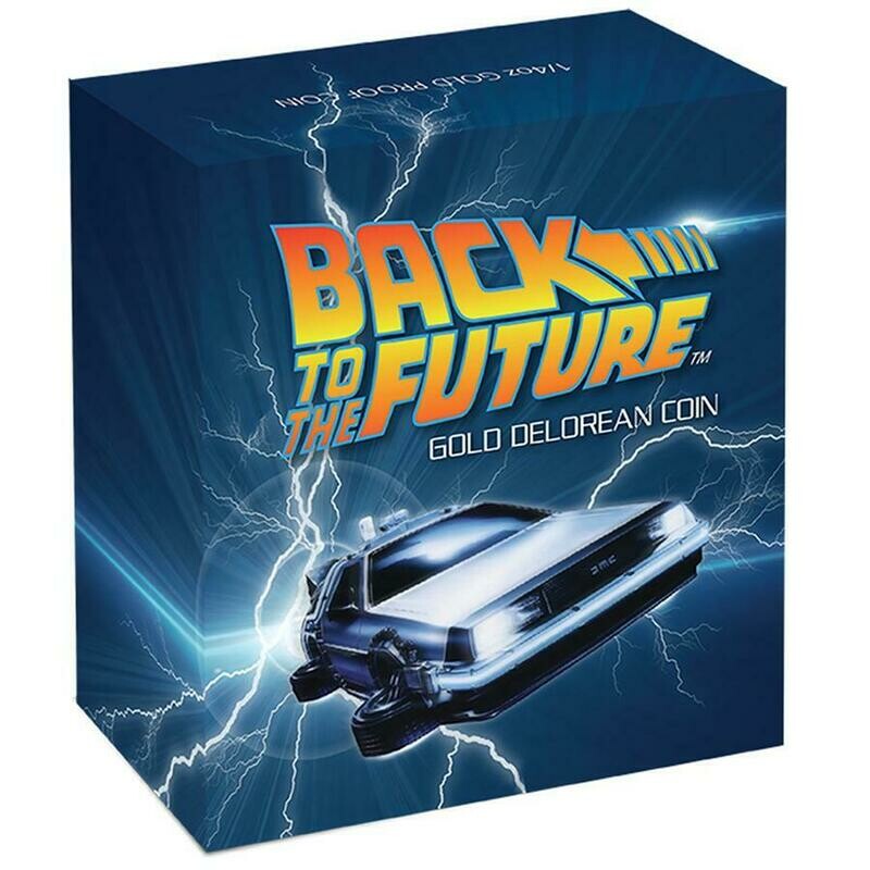 2015 Tuvalu Back to the Future DeLorean $25 Gold Proof 1/4oz Coin Box Coa