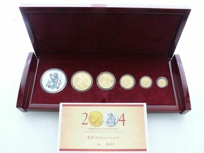 2004 China Premium Lunar Monkey Panda Gold 5 Coin Set Box Coa