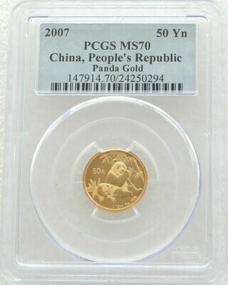 2007 China Panda 50 Yuan Gold 1/10oz Coin PCGS MS70
