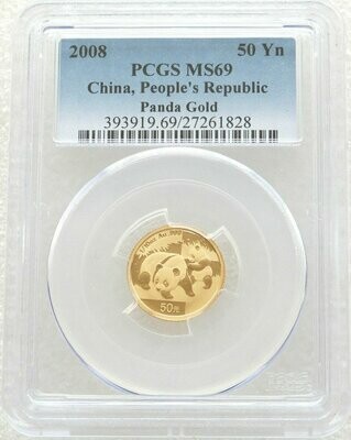 2008 China Panda 50 Yuan Gold 1/10oz Coin PCGS MS69