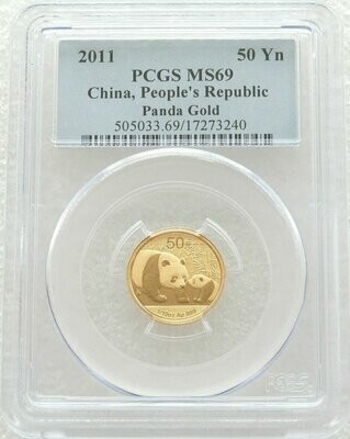2011 China Panda 50 Yuan Gold 1/10oz Coin PCGS MS69