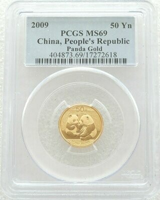 2009 China Panda 50 Yuan Gold 1/10oz Coin PCGS MS69