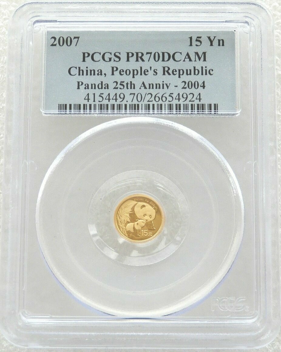 2007 China Panda 15 Yuan Gold Proof 1/25oz Coin PCGS PR70 DCAM - 2004 Design