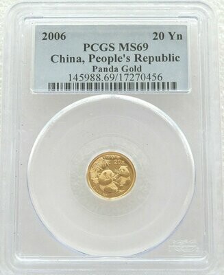 2006 China Panda 20 Yuan Gold 1/20oz Coin PCGS MS69