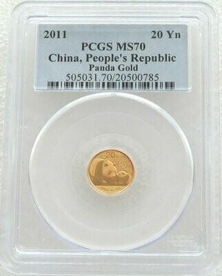 2011 China Panda 20 Yuan Gold 1/20oz Coin PCGS MS70