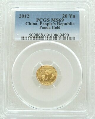 2012 China Panda 20 Yuan Gold 1/20oz Coin PCGS MS69