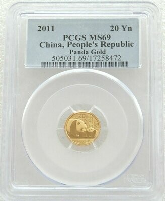 2011 China Panda 20 Yuan Gold 1/20oz Coin PCGS MS69