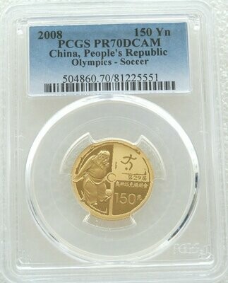 2008-I China Beijing Olympic Games Cuju 150 Yuan Gold Proof 1/3oz Coin PCGS PR70 DCAM