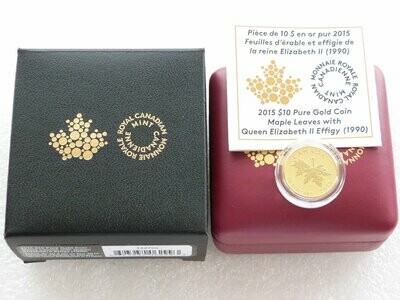 2015 Canada Maple Leaf $10 Gold Proof 1/4oz Coin Box Coa - Dora de Pedery-Hunt