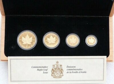 1989 Canada Maple Leaf Gold Proof 4 Coin Set Box Coa