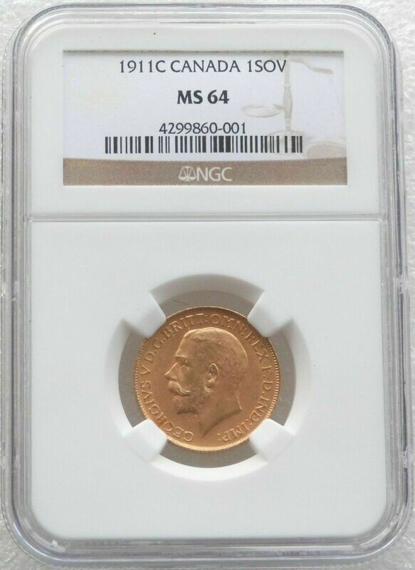 1911-C Canada Ottawa Mint George V Full Sovereign Gold Coin NGC MS64 1911-C Canada Ottawa Mint George V Full Sovereign Gold Coin NGC MS64