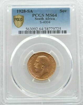 1928-SA South Africa George V Full Sovereign Gold Coin PCGS MS64