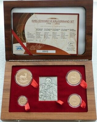 2006 South Africa Prestige Edward VII 100th Anniversary Krugerrand Gold Proof 4 Coin Set Box Coa 001