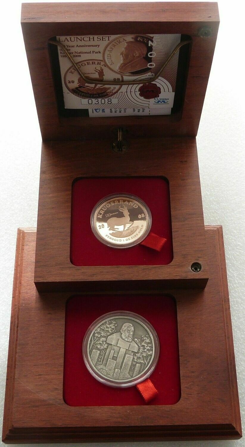 2008 South Africa Kruger National Park Launch Mint Mark Krugerrand Gold Proof 1oz Coin Box Coa