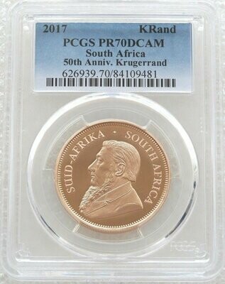 2017 South Africa 50th Anniversary Privy Mark Full Krugerrand Gold Proof 1oz Coin PCGS PR70 DCAM