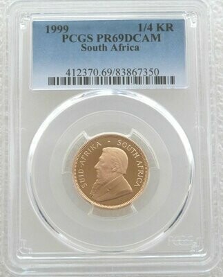1999 South Africa Quarter Krugerrand Gold Proof 1/4oz Coin PCGS PR69 DCAM