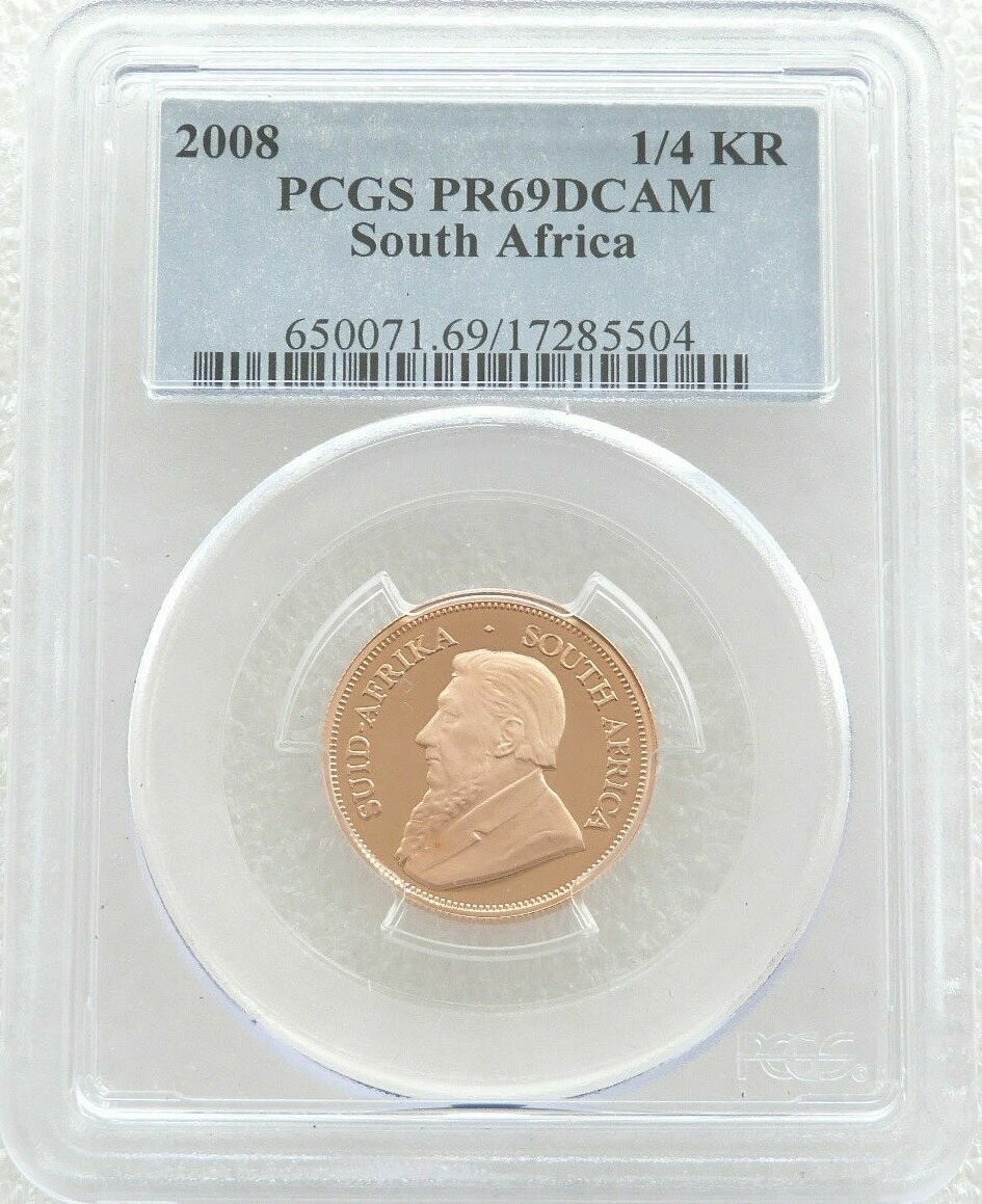 2008 South Africa Quarter Krugerrand Gold Proof 1/4oz Coin PCGS PR69 DCAM