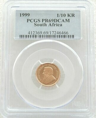 1999 South Africa Tenth Krugerrand Gold Proof 1/10oz Coin PCGS PR69 DCAM