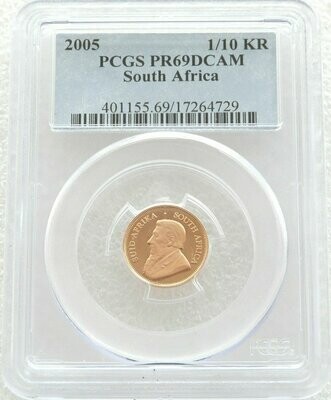 2005 South Africa Tenth Krugerrand Gold Proof 1/10oz Coin PCGS PR69 DCAM