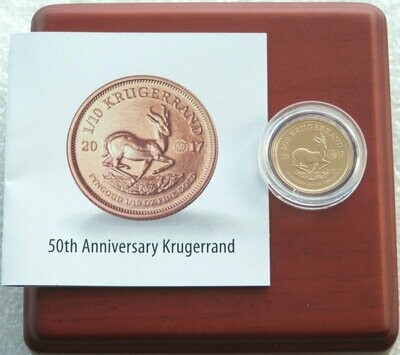 2017 South Africa 50th Anniversary Privy Mark Tenth Krugerrand Gold 1/10oz Coin Box Coa