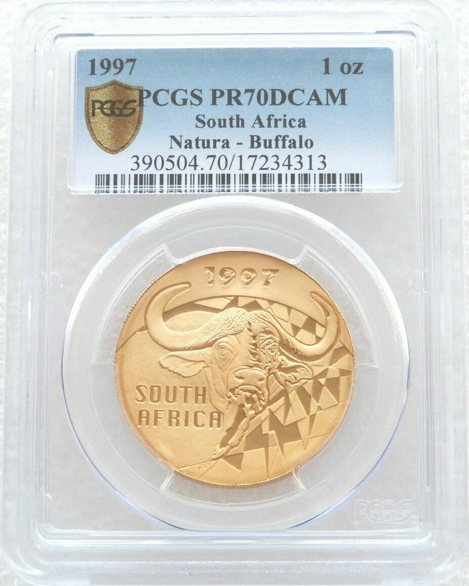 1997 South Africa Natura Buffalo Gold Proof 1oz Coin PCGS PR70 DCAM