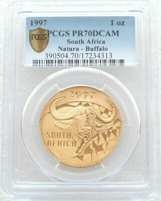 1997 South Africa Natura Buffalo Gold Proof 1oz Coin PCGS PR70 DCAM