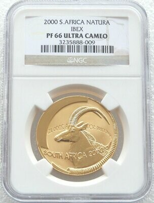 2000 South Africa Natura Launch PTA Zoo Mint Mark Sable Gold Proof 1oz Coin NGC PF66 UC