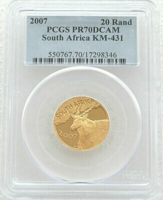 2007 South Africa Natura Eland 20 Rand Gold Proof 1/4oz Coin PCGS PR70 DCAM