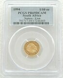 1994 South Africa Natura Lion Gold Proof 1/10oz Coin PCGS PR69 DCAM