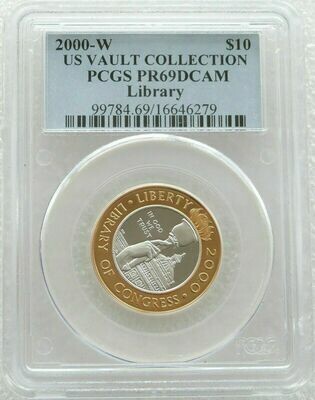 2000-W American Library of Congress Bi-Metal $10 Platinum Gold Proof Coin PCGS PR69 DCAM