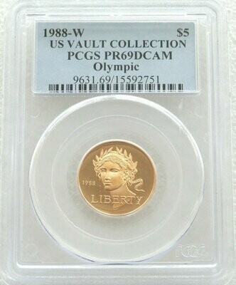 1988-W American Olympics $5 Gold Proof Coin PCGS PR69 DCAM