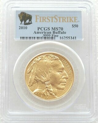 2010 American Buffalo $50 Gold 1oz Coin PCGS MS70 First Strike
