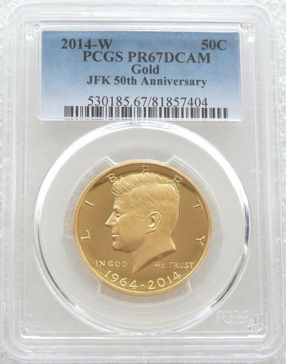 2014-W American John F Kennedy High Relief 50c Half Dollar Gold Proof 3/4oz Coin PCGS PR67 DCAM