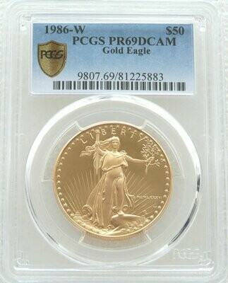 1986-W American Eagle $50 Gold Proof 1oz Coin PCGS PR69 DCAM