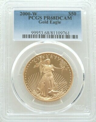 2000-W American Eagle $50 Gold Proof 1oz Coin PCGS PR68 DCAM