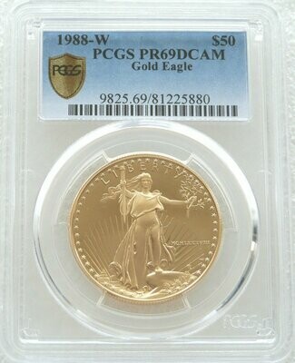 1988-W American Eagle $50 Gold Proof 1oz Coin PCGS PR69 DCAM