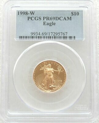 1998-W American Eagle $10 Gold Proof 1/4oz Coin PCGS PR69 DCAM