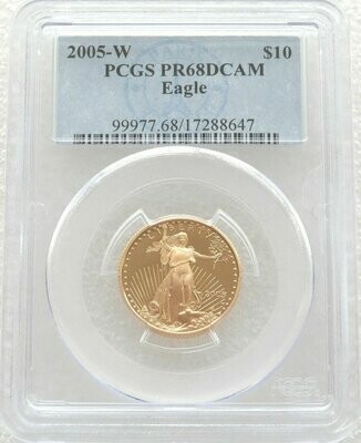 2005-W American Eagle $10 Gold Proof 1/4oz Coin PCGS PR68 DCAM