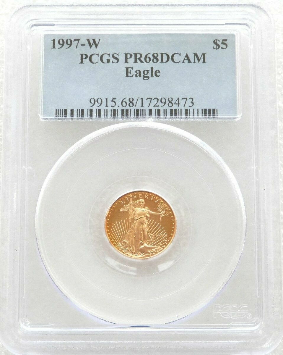 1997-W American Eagle $5 Gold Proof 1/10oz Coin PCGS PR68 DCAM