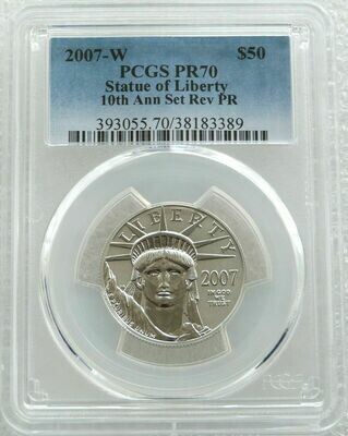 2007-W American Eagle $50 Platinum Reverse Proof 1/2oz Coin PCGS PR70