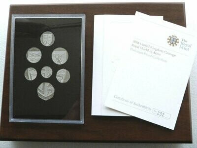 2008 Royal Shield of Arms Platinum Proof 7 Coin Set Box Coa