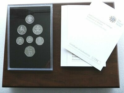 2008 Emblems of Britain Platinum Proof 7 Coin Set Box Coa