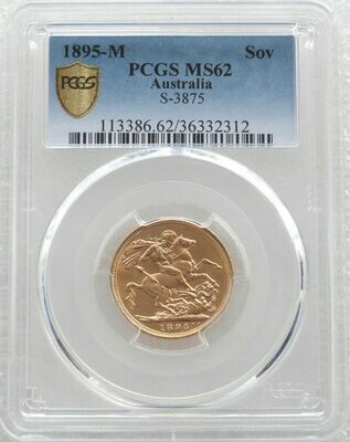 1895-M Australia Melbourne Victoria Full Sovereign Gold Coin PCGS MS62
