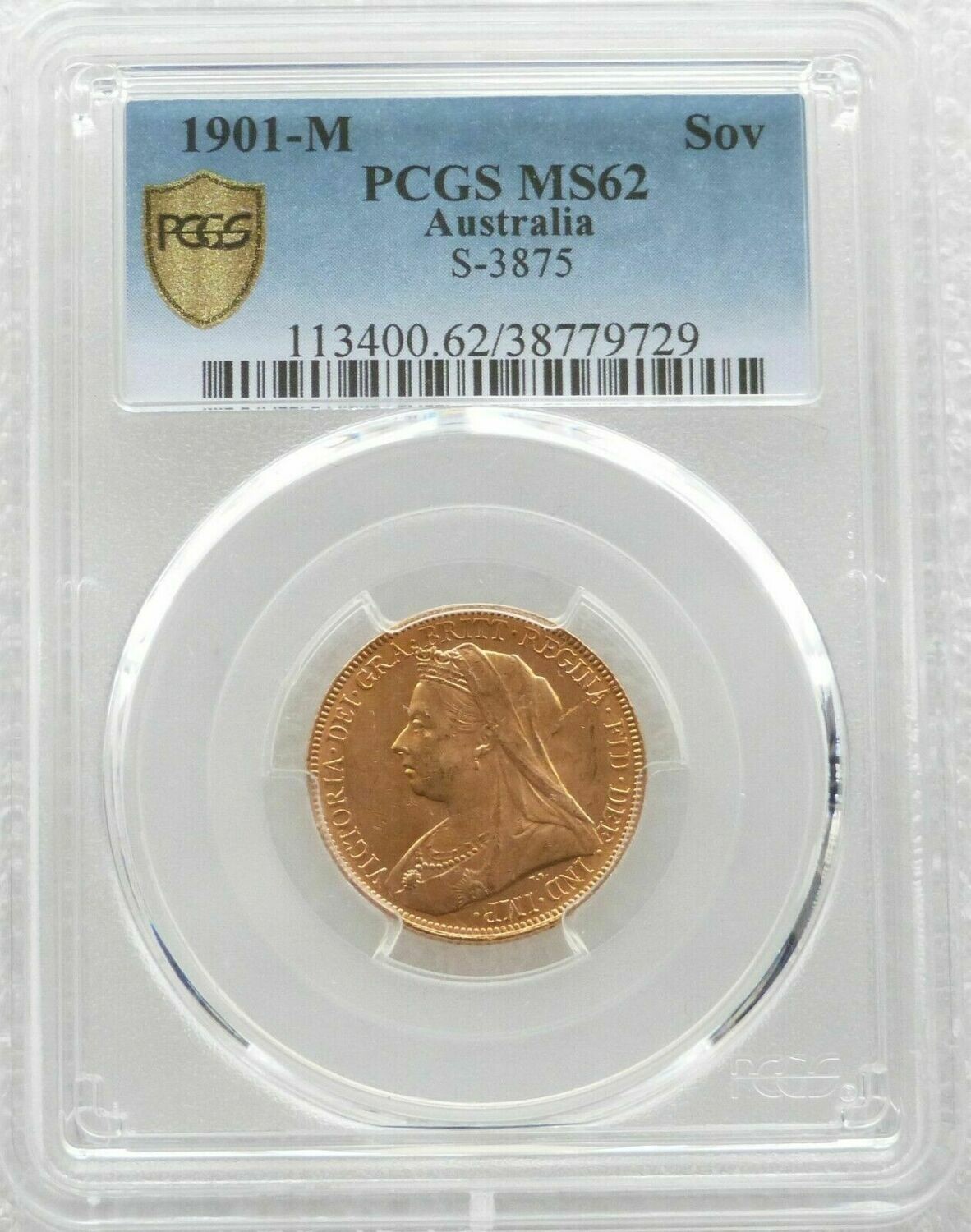 1901-M Australia Melbourne Victoria Full Sovereign Gold Coin PCGS MS62
