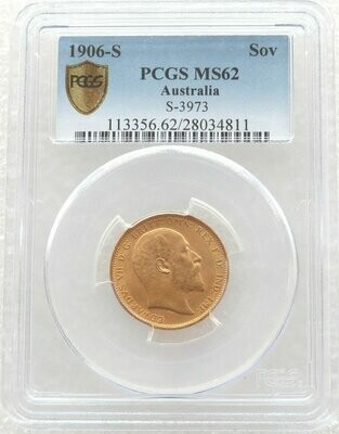 1906-S Australia Sydney Edward VII Full Sovereign Gold Coin PCGS MS62