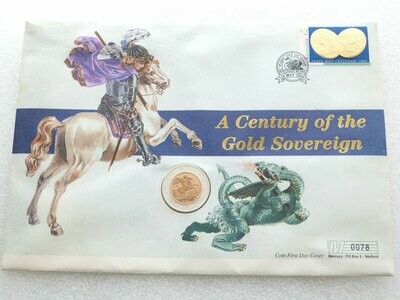 1999 Australia Perth Mint Centenary Bi-Metal $100 Gold Matte Proof Sovereign Coin First Day Cover